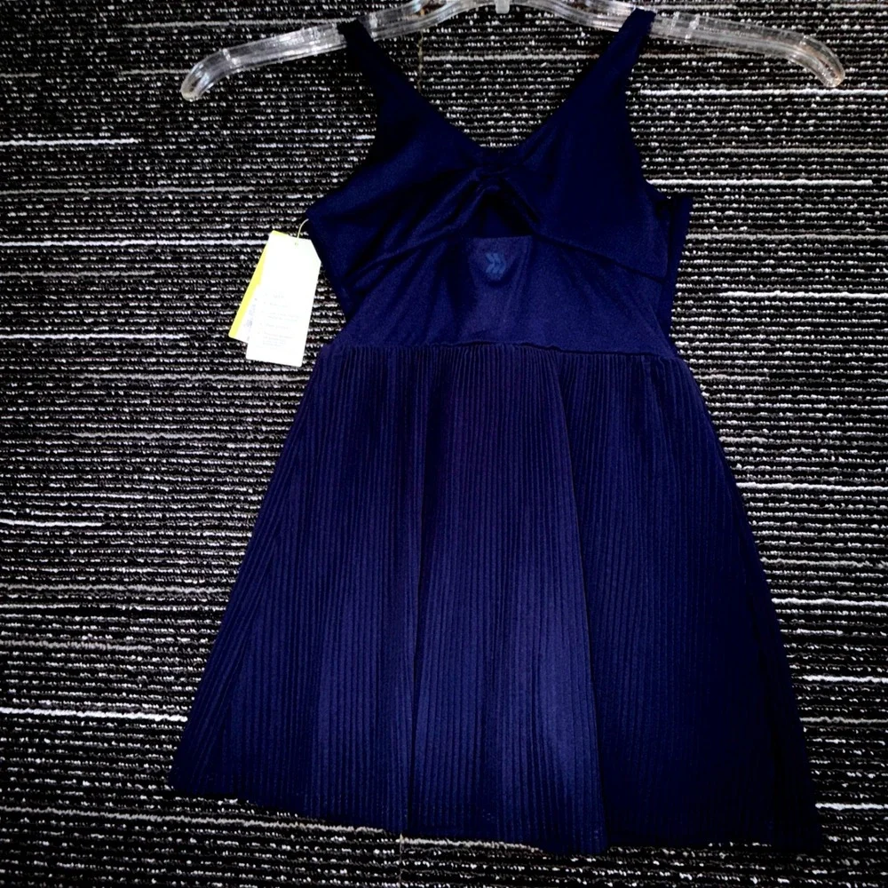 All in Motion Pleated Dress Kids S 6/7 Blue NEW Athletic Tennis Keyhole Back